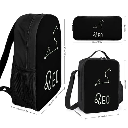 Leo Constellation Classic Backpack Lunch Bag Pencil Case 3 Piece Set Travel Daypack2