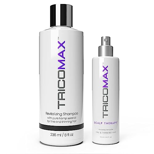 Tricomax™ Revitalizing Shampoo with Pure Hemp Seed Oil + TricoMax™ Stimulating Lotion | Hair Loss Treatment for Men and Women