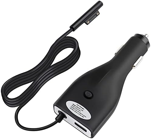 Surface Pro Car Charger, 42W 12V 2.58A Microsoft Surface Laptop Charger, Power Supply for Surface Pro 7/ Pro 6/ Pro 5/ Pro 4/ Pro 3 Surface Go Surface Book with 5V 2.1A USB Charging Port (4.9Ft Cord)