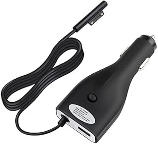 Surface Pro Car Charger, 42W 12V 2.58A Microsoft Surface Laptop Charger, Power Supply for Surface Pro 7/ Pro 6/ Pro 5/ Pro 4/ Pro 3 Surface Go Surface Book with 5V 2.1A USB Charging Port (4.9Ft Cord)