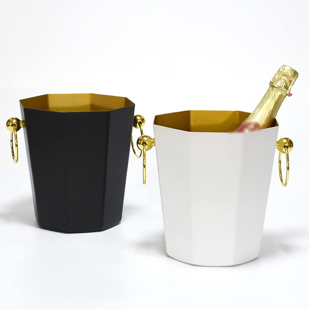 Cubo de hielo aislado de acero inoxidable portátil para champán, cerveza, vino, mantener más fresco, fiesta, octágono, gran capacidad, cubos de hielo de 5 litros para fiestas (B)