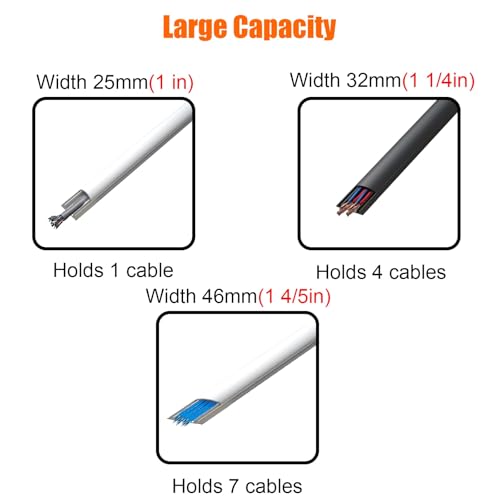 Cubierta para cables de pared TV, 1 m de largo, protector decorativo de cables con tapa abatible, canal autoadhesivo para esquinas de pared/bajo escritorio/ acera (3 unidades marrón, ancho 25 mm para 1 cable) miniatura 5