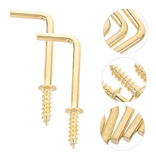 Image of Toyvian 50pcs Shaped Screw Hooks Iron Sturdy Nail Hangers for Secure Wall Hanging for Organizing Pictures Plants and Heavy Items