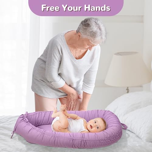 Image of EAQ Baby Lounger, Infant Lounger for Newborn,Portable Baby Nest Cover Breathable & Soft, Newborn Essentials