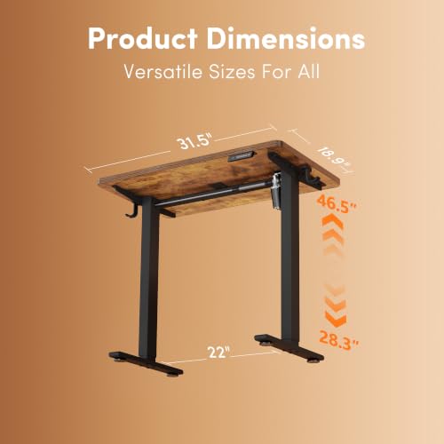 Image of FEZIBO Standing Desk 32 x 19 Inch Electric Height Adjustable, Rustic Brown