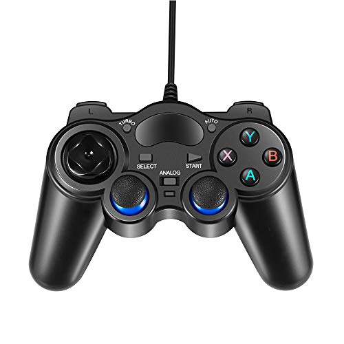 USB Wired Gaming Controller, EIFFTER PC Game Controller Joystick with Dual-Vibration Turbo