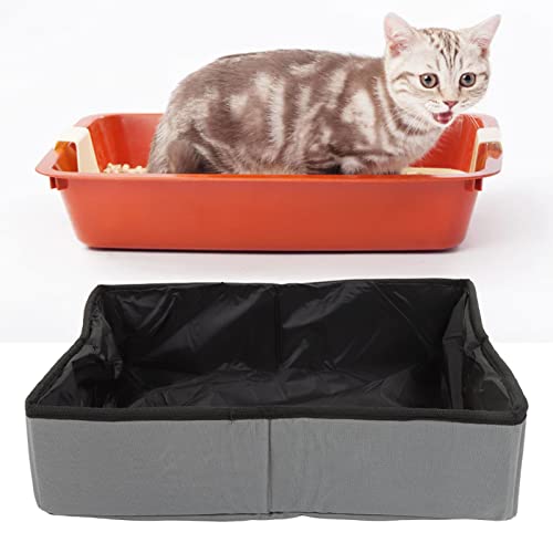 Arenero plegable portátil para gatos gris miniatura 6