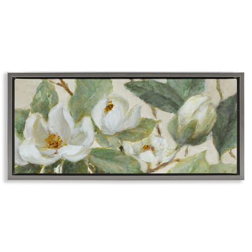 Delicate Magnolia Dreaming Floral, 14 x 31 Inch Canvas in Floater Frame