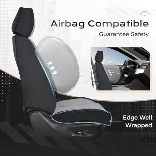 Image of Coverado Car Seat Covers Full Set, Car Seat Protector Waterproof, Nappa Leather Car Seat Cushion, Seat Covers for Cars, Front Seats and Back Universal Fit for Most Cars