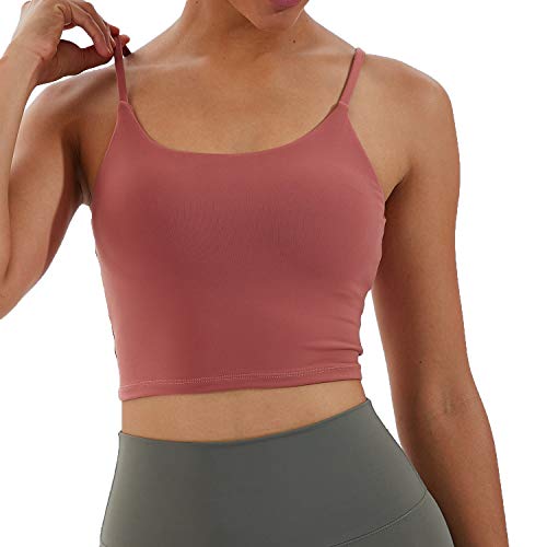 Image of Women's Strappy Stretch Sports Bra Longline Yoga Tank Top Fitness Bra Workout Camisole Crop Tops for Teen Girl