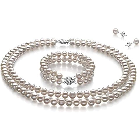 PearlsOnly - White 6-7mm A Quality Freshwater Cultured Pearl Set-23 in Matinee length Cover