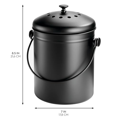 Bac à compost iDesign haut de gamme design noir mat 5 l double filtration innovante - 3
