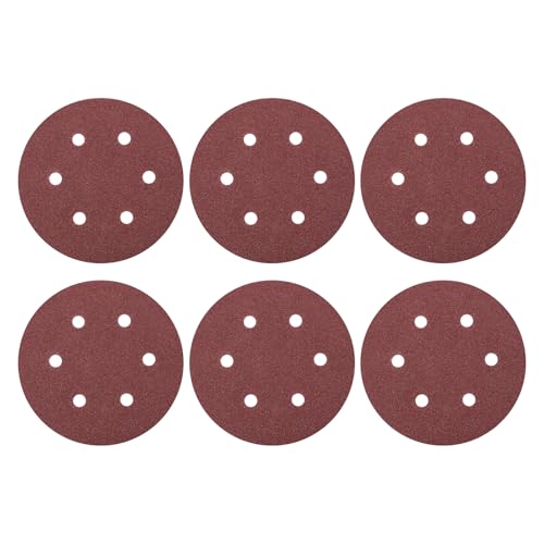 sourcing map 25 Pcs 150mm 6 Inch Sanding Disc 6 Hole 40 Grit Hook and Loop Sandpaper Random Orbital Sander Pads for Woodworking Automotive Metal