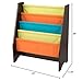 KidKraft Wooden Sling Shelf Bookcase - Bright and Espresso Colors - Canvas Solid Pattern Fabric, Kids Bookshelf, Young Reader Support, Gift for Ages 3+