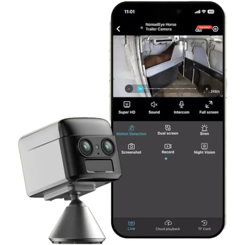 Amouu NomadEye Wireless Horse Trailer Camera | 4K Ultra HD, Magnetic Mount, 15H Battery, Night Vision, 2-Way Talk for Hitching Livestock Trailer, Gooseneck, RV, Camper, No WIFI Needed, iOS&Android App