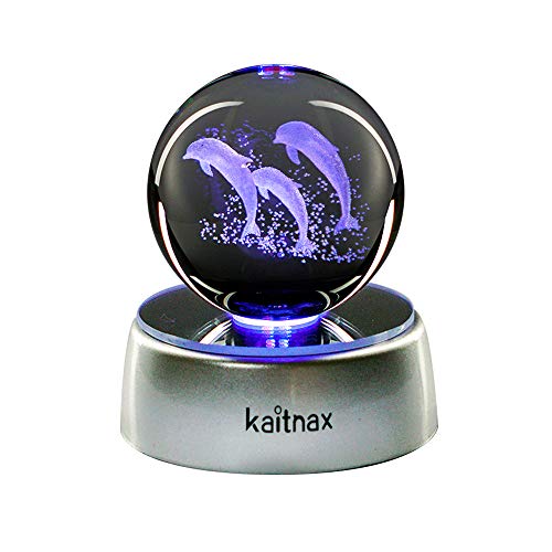 kaitnax 3D Crystal Ball LED Night Light Table Lamps Change Color Kids Bedroom Office Decor, Christmas Birthday Gifts for Child Boyfriend USB Powered