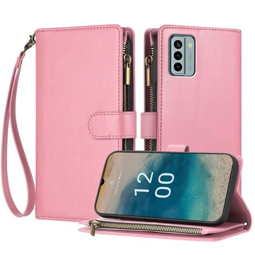 Étui portefeuille Nokia C22 rose antichoc pour éviter les rayures d'écran
