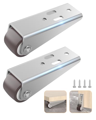 Anobeyi 0.9-Inch Small Low Profile Casters Wheels Set of 2, Silent TPR Long Frame Rigid Fixed Casters for Furniture, Room Door, Underbed Drawer, Storage Box, Cabinet, DIY Projects (2)