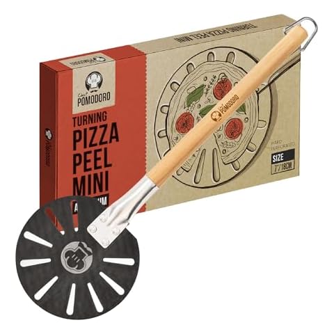 Chef Pomodoro Pizza Turning Peel Aluminium with Wood Handle for Easy Storage, Perforated Pizza Peel Turner, Gourmet Luxury Pizza Paddle for Baking Homemade Pizza Bread, Pizza Turner (7-Inch) Cover