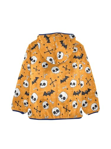 Cartoon Halloween Bone Bat Girls Fleece Jacket Girls Fall Jacket Boys Coats Zip Up Hoodie Children Outerwear 2-10T2