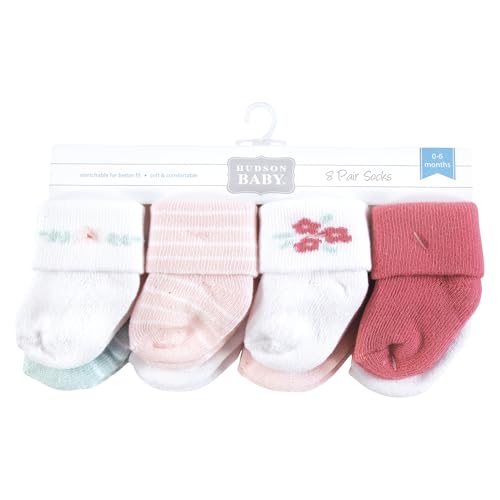 Image of Hudson Baby Baby 8-pack Cotton Rich Newborn and Terry Socks