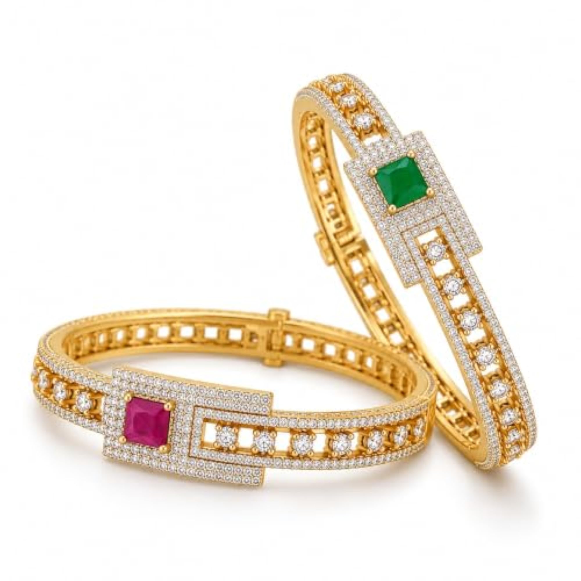 Twin Gem American Diamond Bangle for Women, Stylish Design