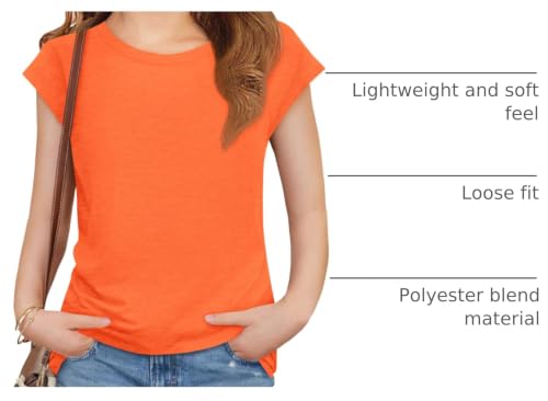 Image of Imily Bela Girls Short Sleeve T Shirts Crew Neck Cap Sleeve Tank Tops Casual Loose Summer Shirt Kids 5-14 Years