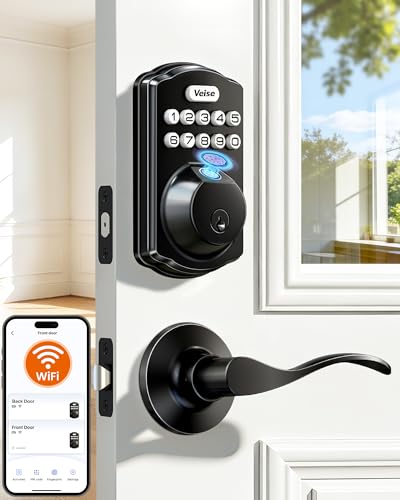 Veise VE012W-B Wi-Fi Fingerprint Smart Lock with Handle Set, Remote