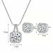 kai bao city 4pcs Set Zirconia Pendant Necklace Earrings Ring Bangle Set Silver Crystal Fashion Adjustable Zircon Jewelry for Women Wife Party Prom Engagement Wedding Gifts