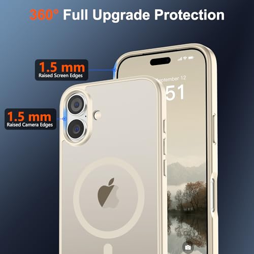 Image of SUPFINE Magnetic for iPhone 17 Case (Compatible with MagSafe)(Military Grade Drop Protection) Translucent Matte Shockproof with Anti-Fingerprint Phone Cover,Antique White