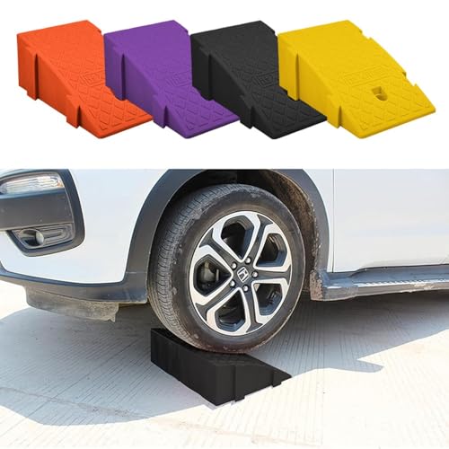 Rampa de bordillo de 6 pulgadas para autos, rampa plástica antideslizante para scooters, bicicletas y motos, para coches bajos, color amarillo, 25x45x19 cm miniatura 4