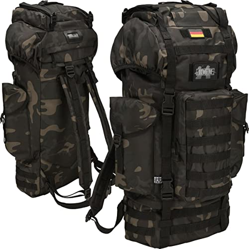 Sac à dos Molle 65l BWuM tactique et étanche à camouflage foncé