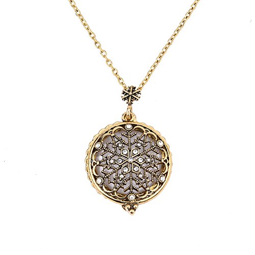 AKOAK 5X Portable Vintage Magnifying Glass Pendant Necklace for Library,Reading Fine Print,Zooming,Increase Vision,Jewelry and Gift (Snowflake)