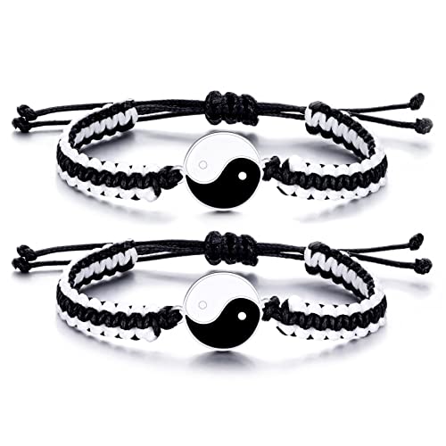 vicima Yin Yang Bracelets for Men and Women Adjustable Bracelet Cord BFF Bracelets, Stainless Steel, no gemstone vicima Yin Yang Bracelets for Men and Women Adjustable Bracelet Cord BFF Bracelets, Stainless Steel, no gemstone