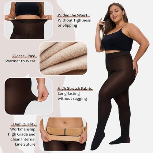 Image of UISLII Plus Size Fleece Lined Tights for Women