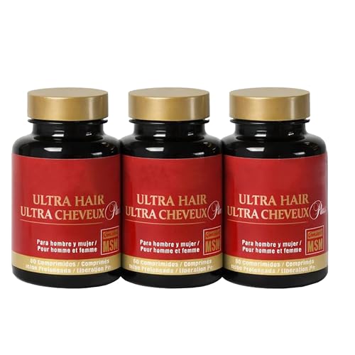 Natures Plus Ultra Hair Plus con MSM | Pack 3 x 60 Comprimidos | Suplemento Capilar | Biotina y Zinc | Vitaminas B | Fortalece Cabello y Uñas | Apto para Veganos | Sin Gluten | Liberación Sostenida