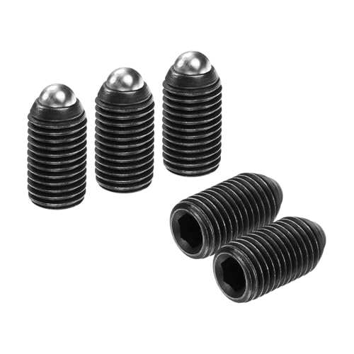 HARFINGTON 5pcs Screw Thread Ball Plunger M16 x 30mm High Carbon Steel Hex Socket Spring Plunger Ball for Lubrication Pneumatic Tools, Black