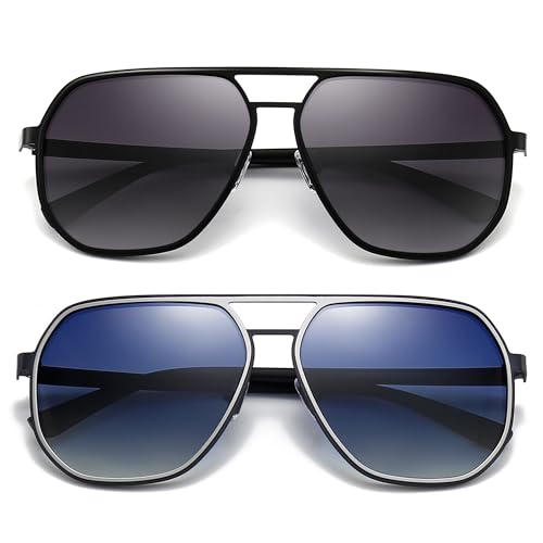 Image of SUNGAIT Polygon Aviator Sunglasses for Men Polarized Trendy Square Sun Glasses Retro Pilot Shades UV Protection
