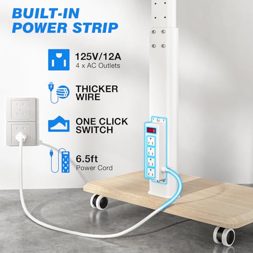 image for Rfiver Sleek Rolling TV Stand with Power Outlet for Home Decor, Height