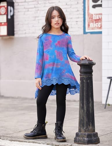 Image of Arshiner Girls Tunic Tops Casual Basic Loose Soft Swing Pullover Long Blouse T-Shirt Tee