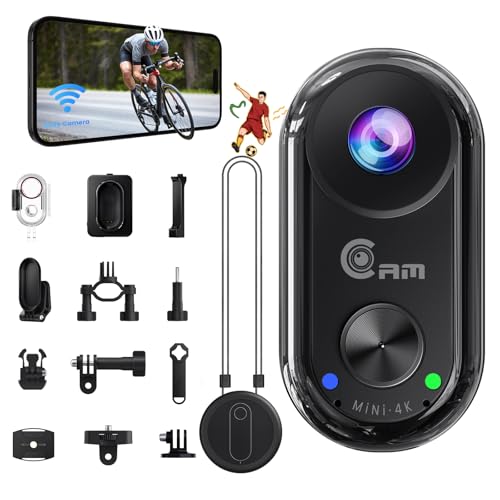 4K Mini Wearable Body Camera Magnetic Thumb-Sized Action Camera 6-Axis Stabilization 40M Waterproof Portable Underwater Camera WiFi Hands-Free POV Camera Ideal for Cycling Vlog Surfing Swim Travel Pet