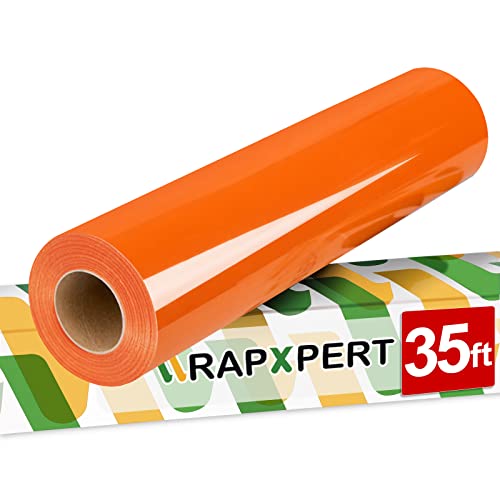 WRAPXPERT Orange Wärmetransfer-Vinyl - HTV-Vinylrollen orange, orangefarbenes Vinyl zum Aufbügeln für Hemden, dehnbares PU-Wärmepresse, Vinyl, leicht zu schneiden und zu jäten, 30,5 x 90,9 m Cover