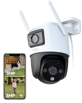 Imou 4K (3MP+5MP) Telecamera Wi-Fi Esterno Doppio Obbiettivo, 360°PTZ Videocamera Sorveglianza Esterno con Visione Notturna a Colori, Rilevamento Umano/Veicoli, IP66, Tracciamento Intelligente, 2,4ghz
