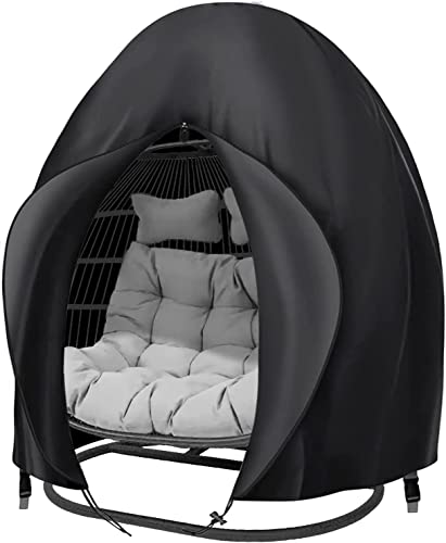 widesmile Double Egg Chair Cover 420D Oxford Fabric Outdoor Hanging Double Egg Chair Covers Waterproof Anti-dust Garden Wicker Cocoon Swing Chair Cover With Zipper and Drawstring 230 X 200cm