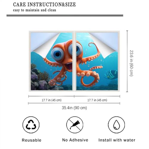 Vinilo Decorativo de Ventana con Pulpo Divertido 2 piezas miniatura 2
