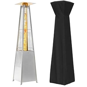 Pyramid Patio Heater48000 BTU Outdoor Propane Patio Heater with Detachable Wheels and Protective Cover for Terrace GardenPoolsideGrey