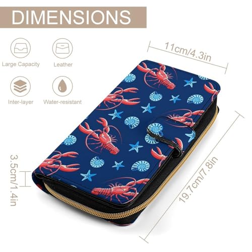 Crayfish Lobster Crawfish PU Leather Wallet Long Zipper Purse Card Holder Organizer Clutch Handbag Money Clip Wallet2