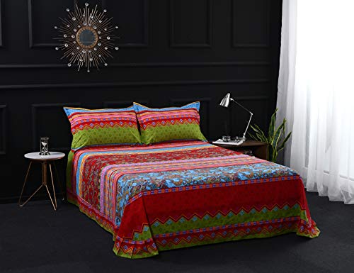 LELVA Boho Style Bedding Set Bohemian Ethnic Style Bedding Set Boho Duvet Cover Set Camel Pattern Bedding Set Queen/King 4pcs (1, Queen)