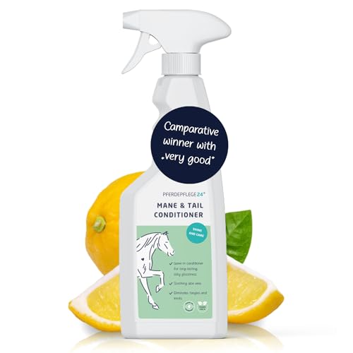 PFERDEPFLEGE24 Mane and Tail Detangler Spray for Horses - Brilliant Shine Untangles & Conditions Hair - Non-Sticky & Long-Lasting Mane and Tail Spray - Dirt Repellent Horse Grooming - 500ml