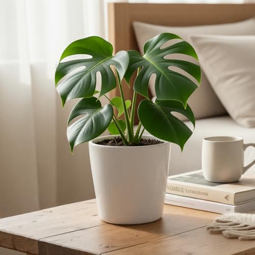 Image of Lasaki Cradle 4 Inch White Ceramic Pots for Indoor Plants, Planters, Gamla, Outdoor, Balcony, Home, Round, Garden, Office Decor, Succulent (H - 9.5 X D - 10.5 Cm) (Plants Not Included)